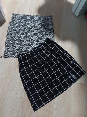 Forever 21 Black and White Patterned Mini Skirts - Set of 2
